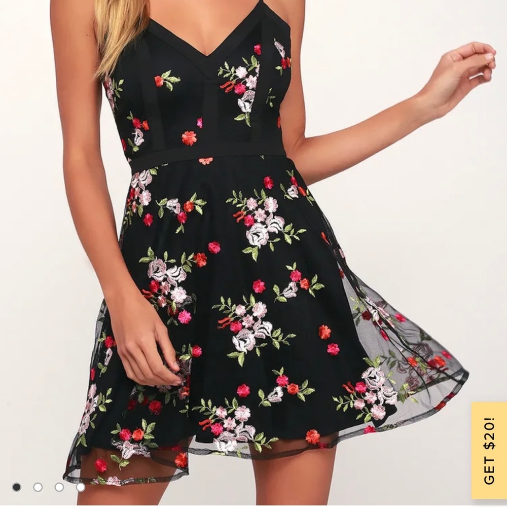 Lulus Black Floral Dress